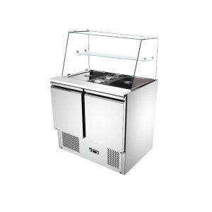 Saladette réfrigérée 2 Portes + Vitres droites , 900 x 700 x 1330 mm