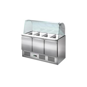 Saladette réfrigérée 3 portes + Vitres Bombées - 1365 x 700 x 1330 mm